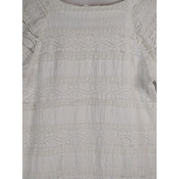 Dressbarn women 14 white lace tiers 3/4 flared ruffle sleeve shift dress stretch - Picture 11 of 16